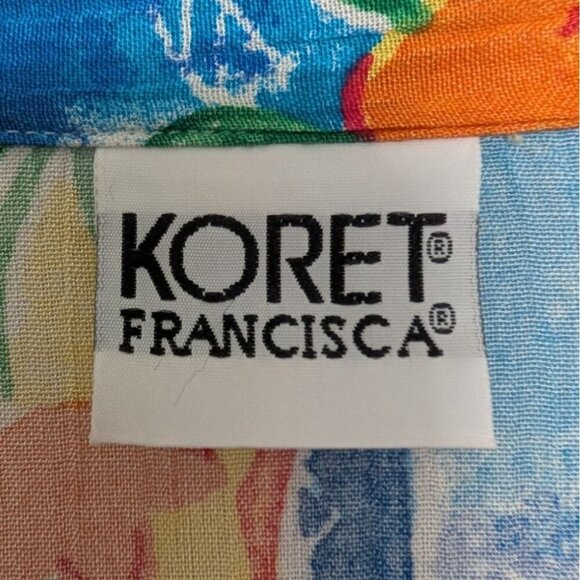 Vintage Koret Floral Stripe Shirt Womens Size XXL Colorful Hawaiian Tropical - Picture 4 of 8